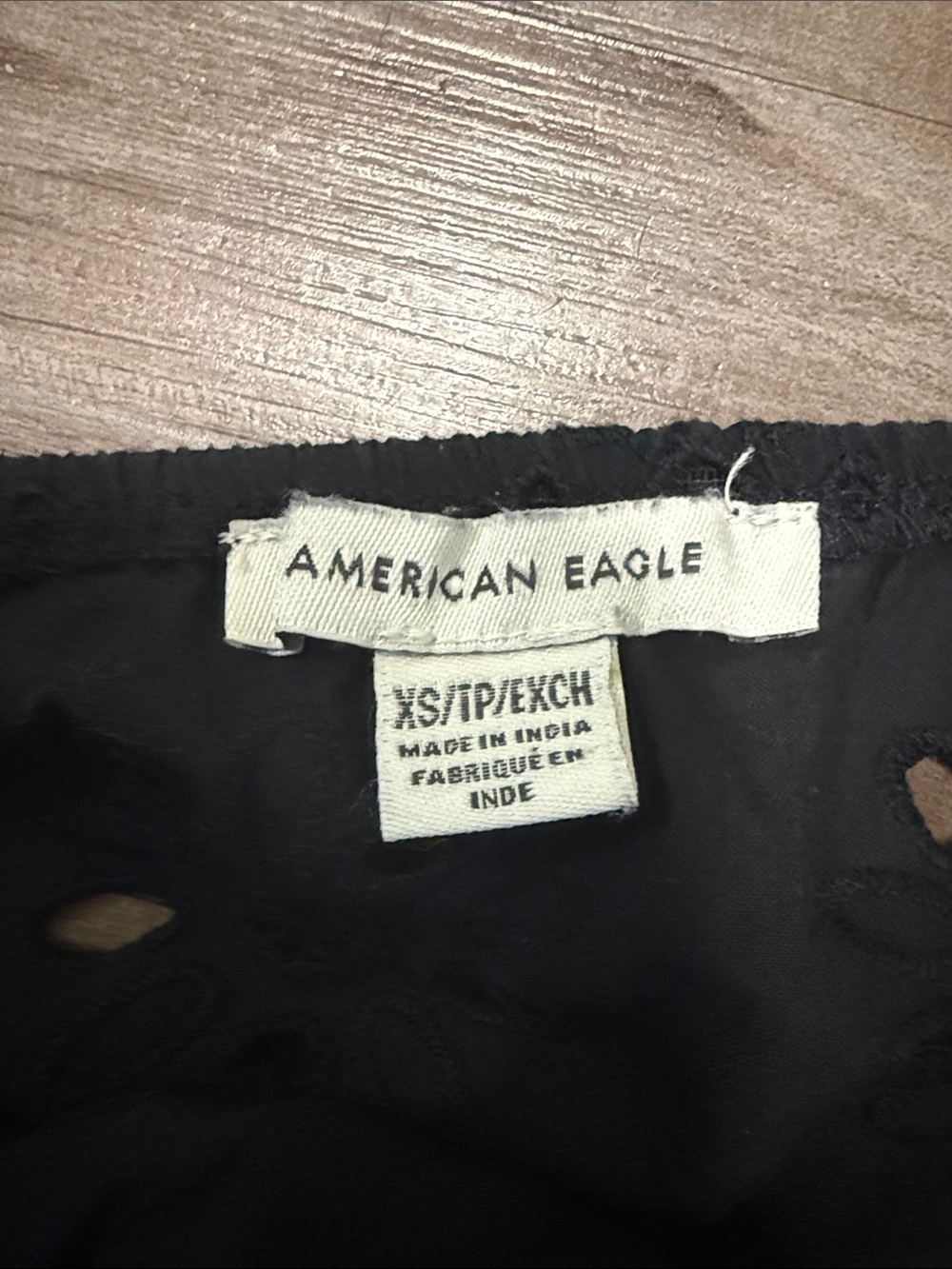 American Eagle Eyelet Cutout Babydoll Mini Dress XS Black 100% Cotton - Picture 3 of 15